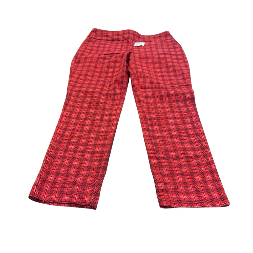 Croft and Barrow Effortless Stretch Red Plaid‎ Pants Size 6P